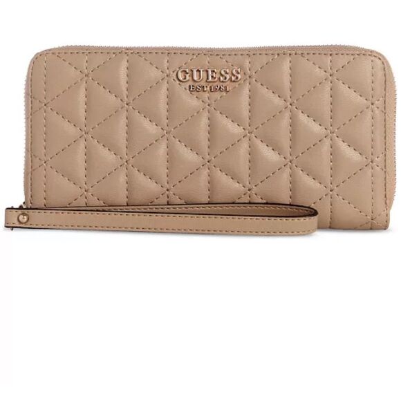 GUESS Quilted Beige Wristlet - Picture 1 of 7
